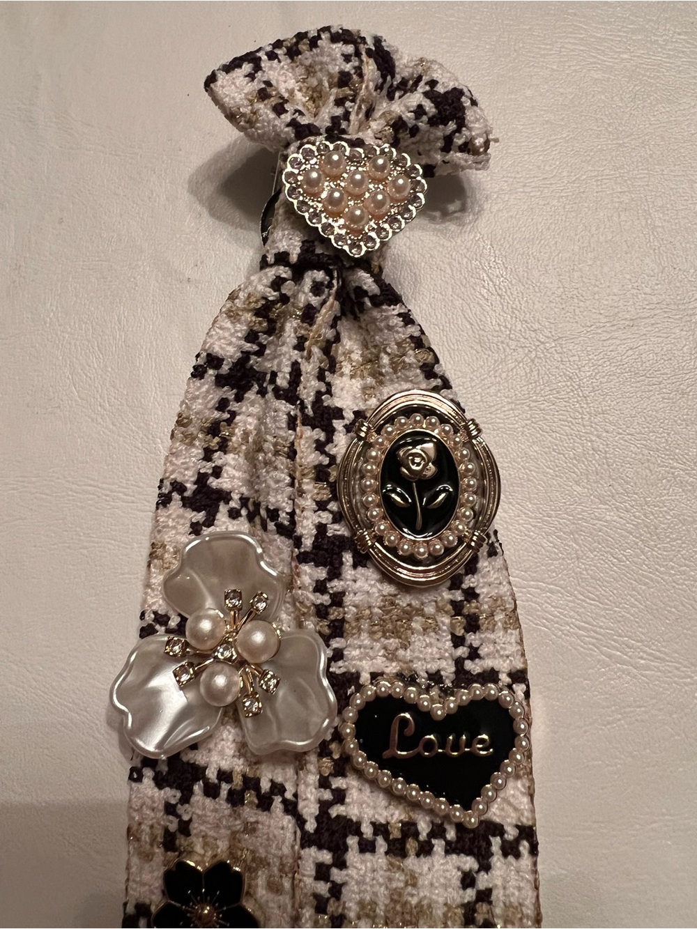 Embellished Statement Clip-On/Pin Tweed Tie - Picture 11 of 12